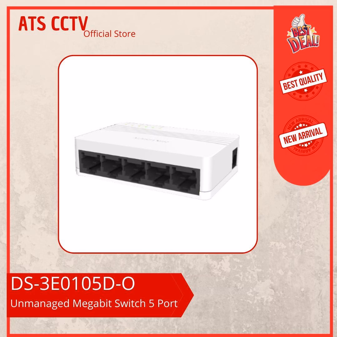 4ee905db32394d268db0e734ad552a30.jpg Hikvision Unmanaged Megabit Switch 5 Port DS-3E0105D-O - Image 1