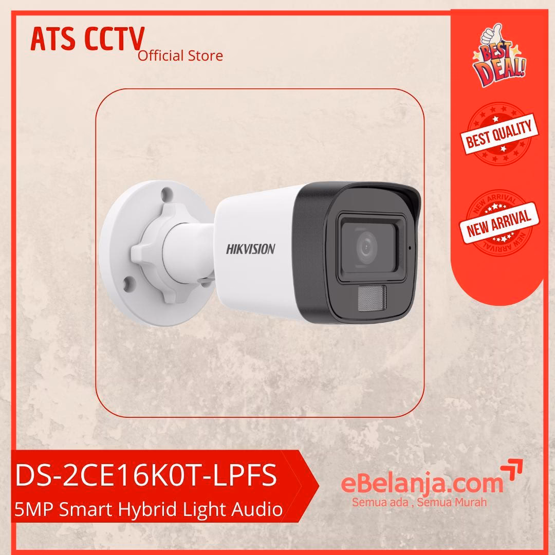 510dd49c570844deb773d43df1cd7fee.jpg Hikvision Analog Outdoor Bullet 5MP Smart Hybrid Light Built in Audio DS-2CE16K0T-LPFS - Image 1