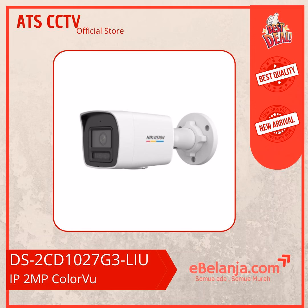 7ab0a6a3c99942a4bd098a522d0bb872.jpg Hikvision IP Outdoor 2MP ColorVu Smart Hybrid Light Built In Mic DS-2CD1027G3-LIU - Image 1
