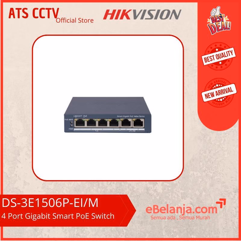 96af626d42e84a60a9025b39ec85cf21.jpg Hikvision Managed Gigabit PoE Switch 6 Port DS-3E1506P-EI/M - Image 1