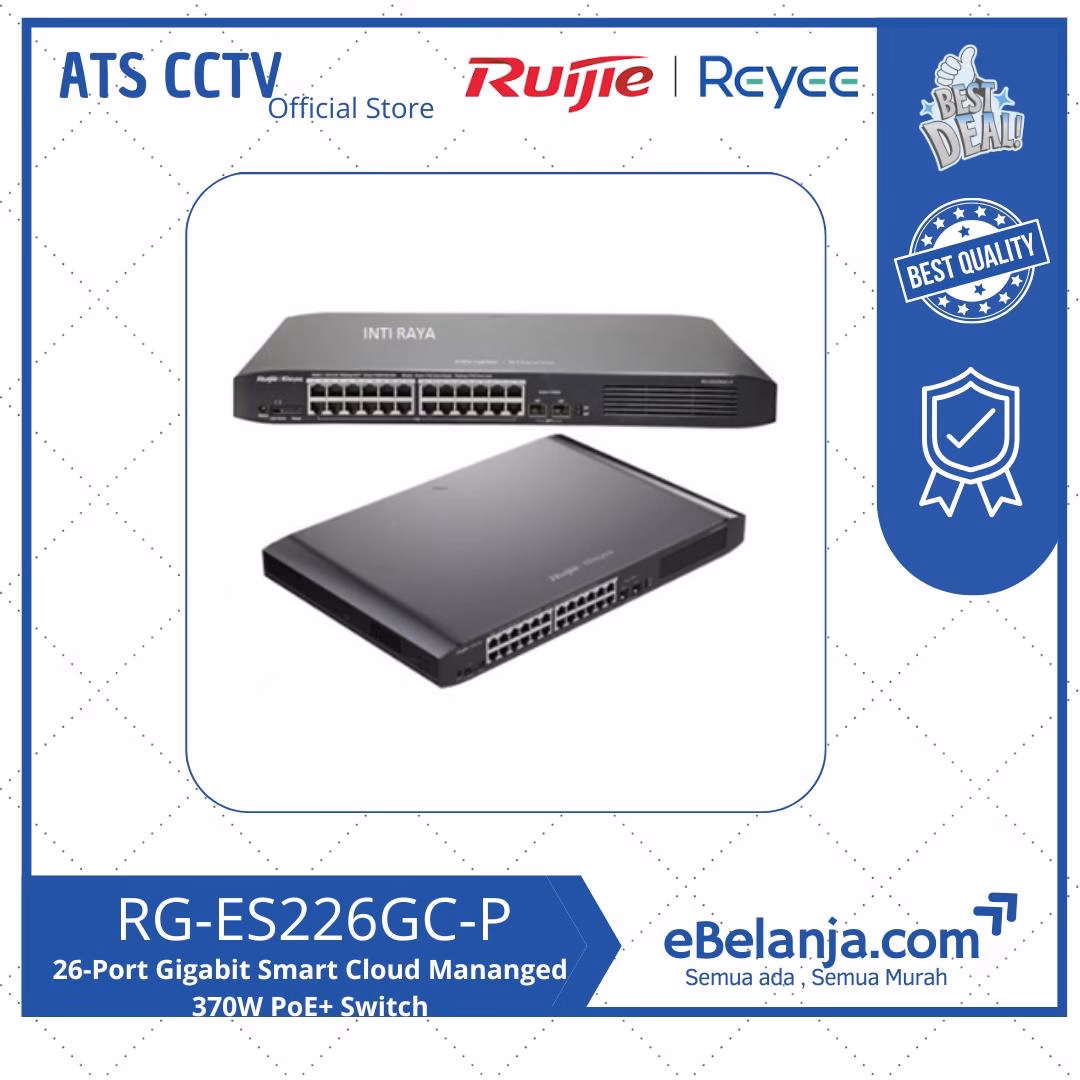 dc98d6177507442489370d5474fd7bf4.jpg Ruijie Reyee 24 Port Gigabit Smart Managed Switch with 2 SFP Ports PoE 240W RG-ES226GC-P - Image 1
