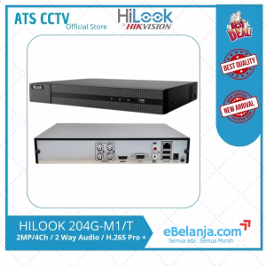 HiLook 4-Channel 1080p 1U H.265 DVR (Two Way Audio) - DVR-204G-M1/T