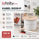 Kabel cctv coaxial Infonity rg59 + Power 300meter (1 roll)
